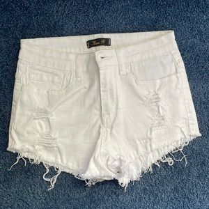 Klique B white denim cutoff shorts
